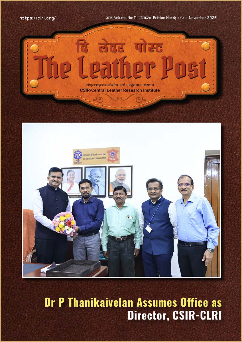 clriindia's tweet photo. #clrileatherpost
@clriindia e-Magazine: Leather Post - November 2025
https://t.co/gGi9pkysQR
@CSIR_IND @CSIR_NIScPR @SMCC_NIScPR @DrNKalaiselvi @cle_india @leatherssc https://t.co/gT9vnb0mgT