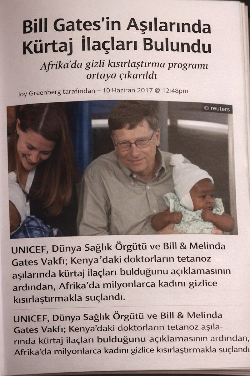 cetinlimonboy's tweet photo. Jeffrey Epstein’ın 1 numaralı adamı 
Bill Gates.
Çocukluk aşılarında kürtaj ilaçları bulunduğu ve Afrika’da aşılarla gizli bir kısırlaştırma programı ortaya çıkarıldı.
Kimse kusura bakmasın; Bu adamın aşılarına güvenen yaptırsın.
Ancak yaptırmak istemeyen velilere de baskı yapılmasın.
Yaklaşık 200.000 aşı olmamış, bebeklikten itibaren büyüyen çocuklarımız var.
İstatistik yapılsın; hangi çocukların daha sağlıklı olduğu araştırılsın.
Bu araştırma yapılırsa aşı meselesi netlik kazanacaktır.
Ortaya net görünür tablo çıkacaktır.

Bilim gözlem ve deneye dayanır.
Hodri meydan.

Haber 🗞️ Linki 🔗 👇
https://t.co/ozkaZSbUQa