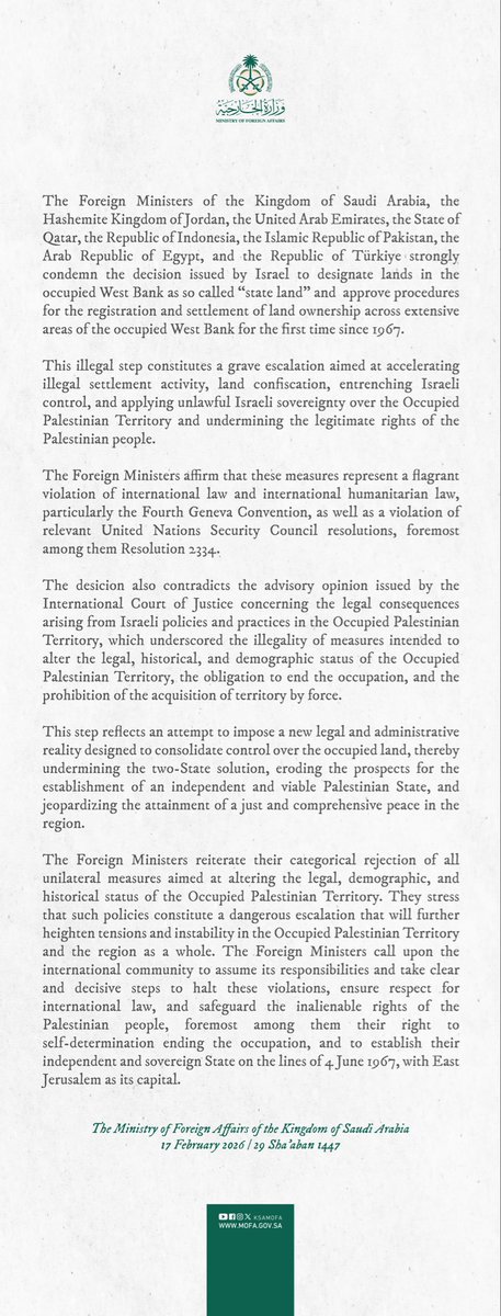 The Foreign Ministers of Saudi Arabia, Jordan, the UAE, Qatar