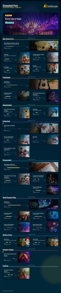 theDisniverse's tweet photo. 🎭 Today's Entertainment Schedule (2026-02-17)

Plan your day with the latest showtimes! ✨

#DisneylandParis #DLP #Shows #Parade https://t.co/f74Km2GPP3