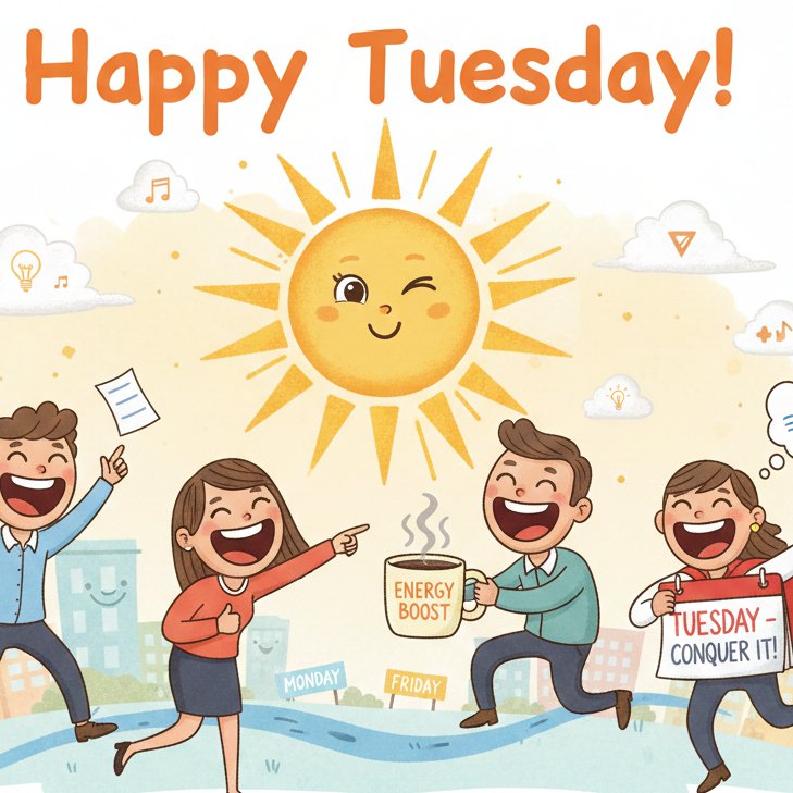 Happy Tuesday! 😊
Who says the week only gets good on Fridays? I hope today brings you a random burst of energy, a reason to laugh out loud, and the kind of flow that makes the rest of the week feel like a breeze. Go conquer it! 😊