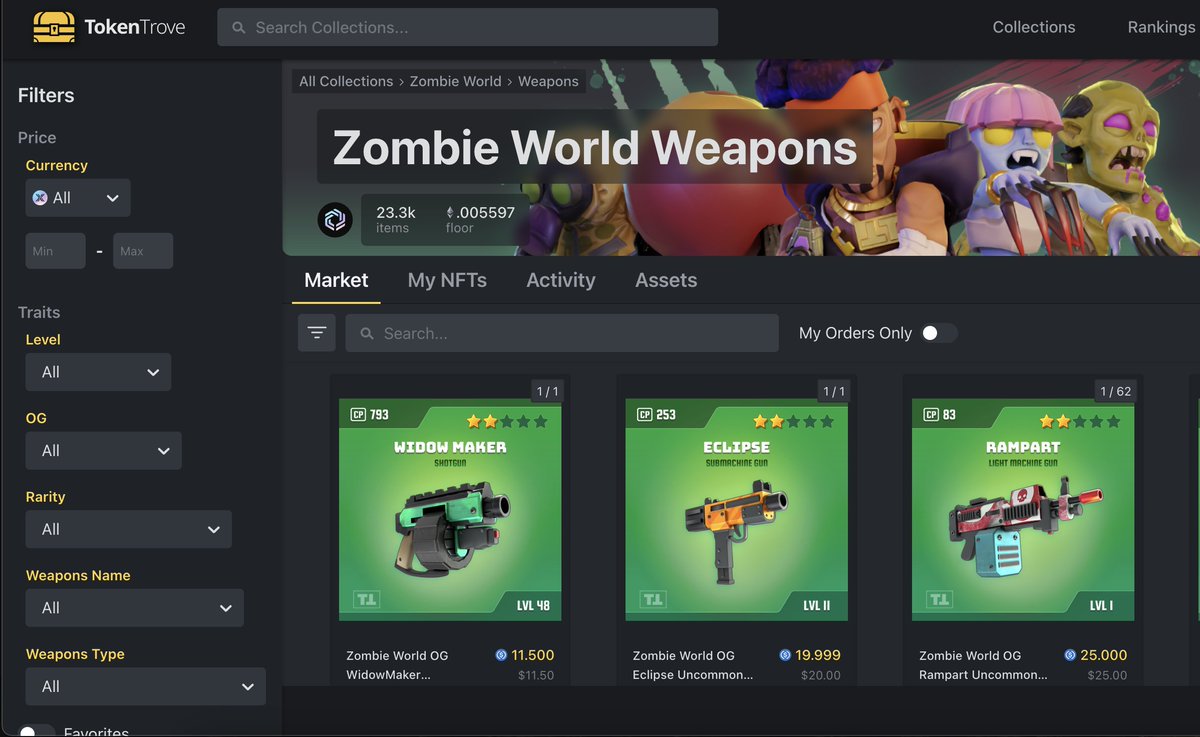 If you are looking to buy/sell/trade Weapon NFTs, 
head to TokenTrove
(link in comments)