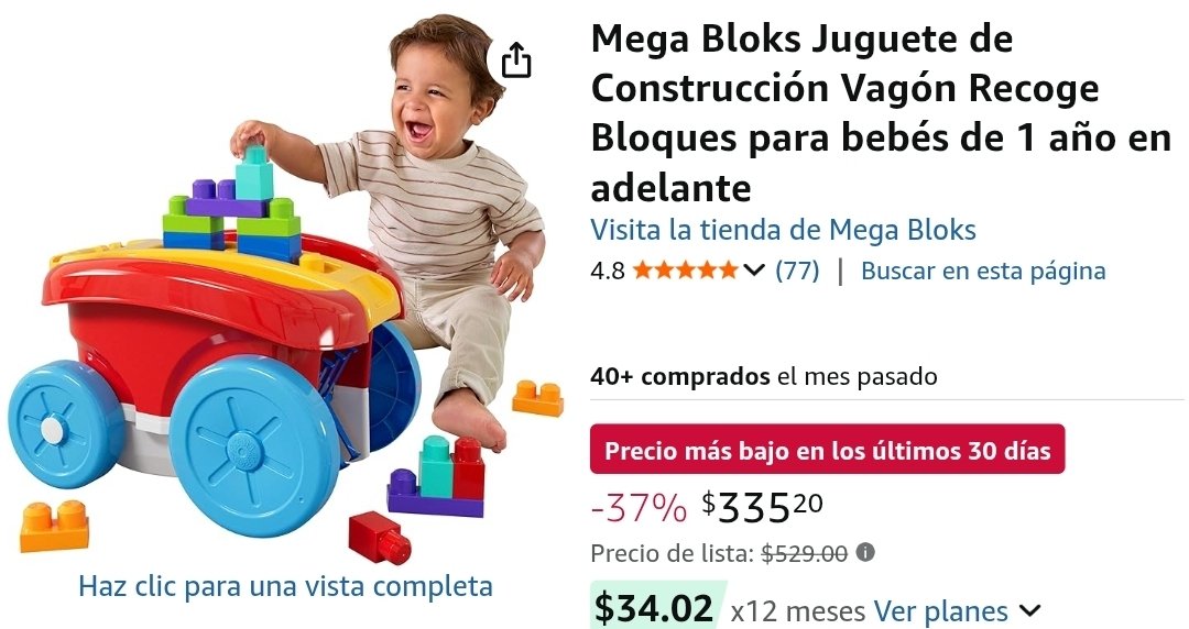 Amazon: Mega Bloks Juguete de Construcción Vagón Recoge Bloques para bebés de 1 año en adelante - $335

amzn.to/4cwv46f

Vendido y enviado por Amazon México.
