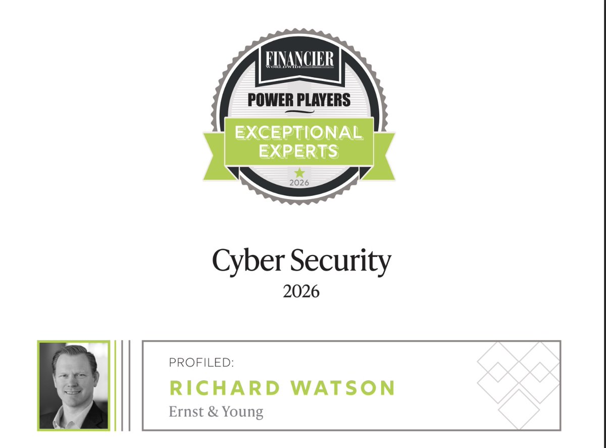 WatsonCyber's tweet photo. Honoured to be profiled by @FWWMagazine in Power Players: Experts – Cyber Security 2026. Grateful to the EY teams I work with and to clients for their trust. Cyber risk evolves—so do we, with clarity, simplification &amp; innovation. #Cybersecurity #DigitalTrust #EYCyber https://t.co/y3sEYUkiuQ