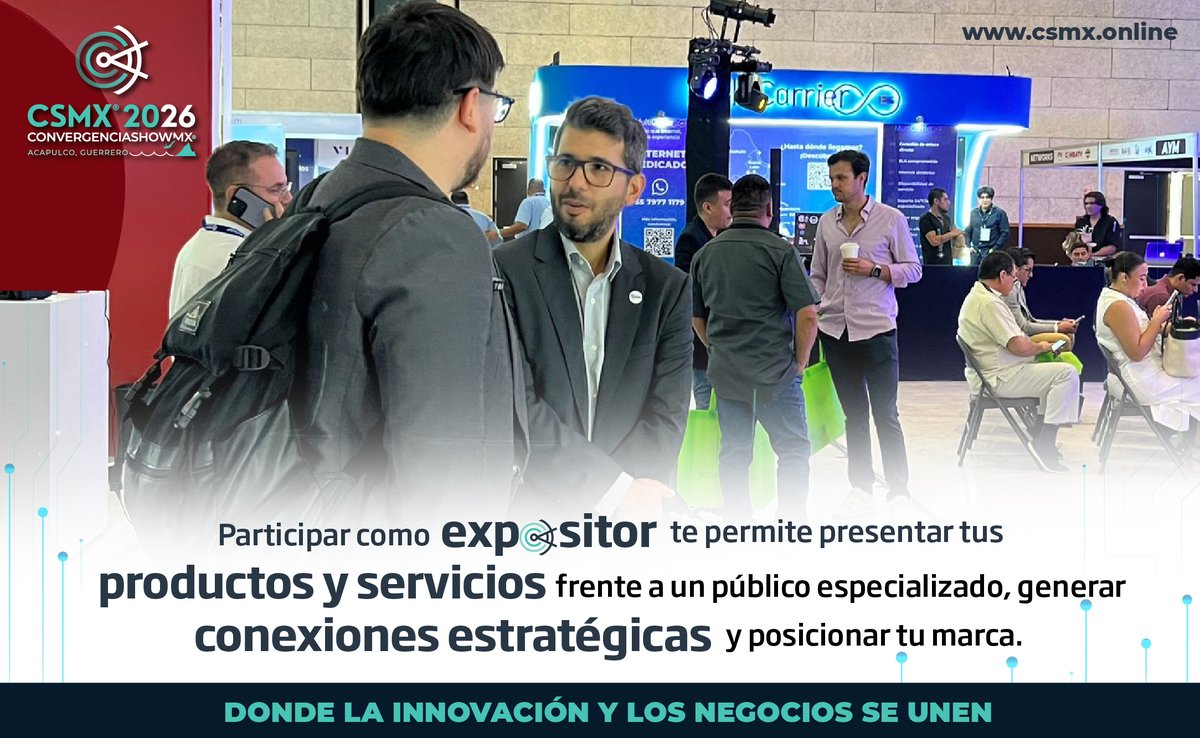 Es el espacio ideal para mostrar soluciones, fortalecer relaciones empresariales y conectar con tomadores de decisión que buscan innovación, calidad y propuestas que impulsen el crecimiento del sector tecnológico.

🌐Forma parte de CSMX 2026: csmx.online