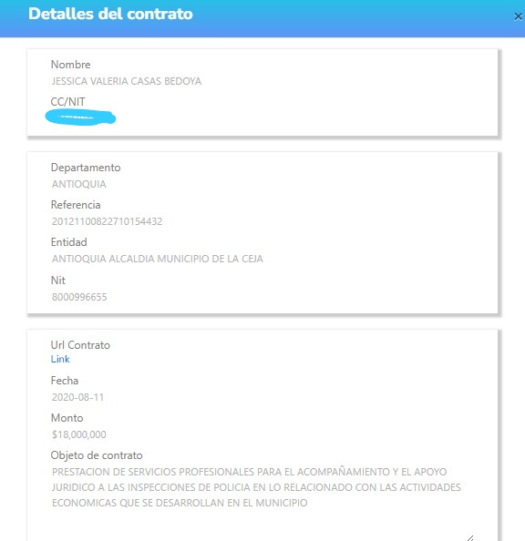 DanielESalazarH's tweet photo. La hija de la denunciada por presuntas coimas la candidata de la @PartidoASI_ Berenice Bedoya, es una joven con muchos talentos, entre ellos la capacidad de Ejecutar contratos en el Congreso y a la vez en diferenes gobernaciones y municipios desde enero de 2020 a la fecha a ejecutado ella solita $721.000.000 en contratos de prestacion de servicios como abogada, contratos desde la Alcaldia de @QuinteroCalle , Secretaria de Suministros, Instituto Pascual Bravo, Metrosalud, Municipio de la Ceja, Gobernacion del Valle, Gobernacion de Bolivar, y ojo a la cereza del pastel👇