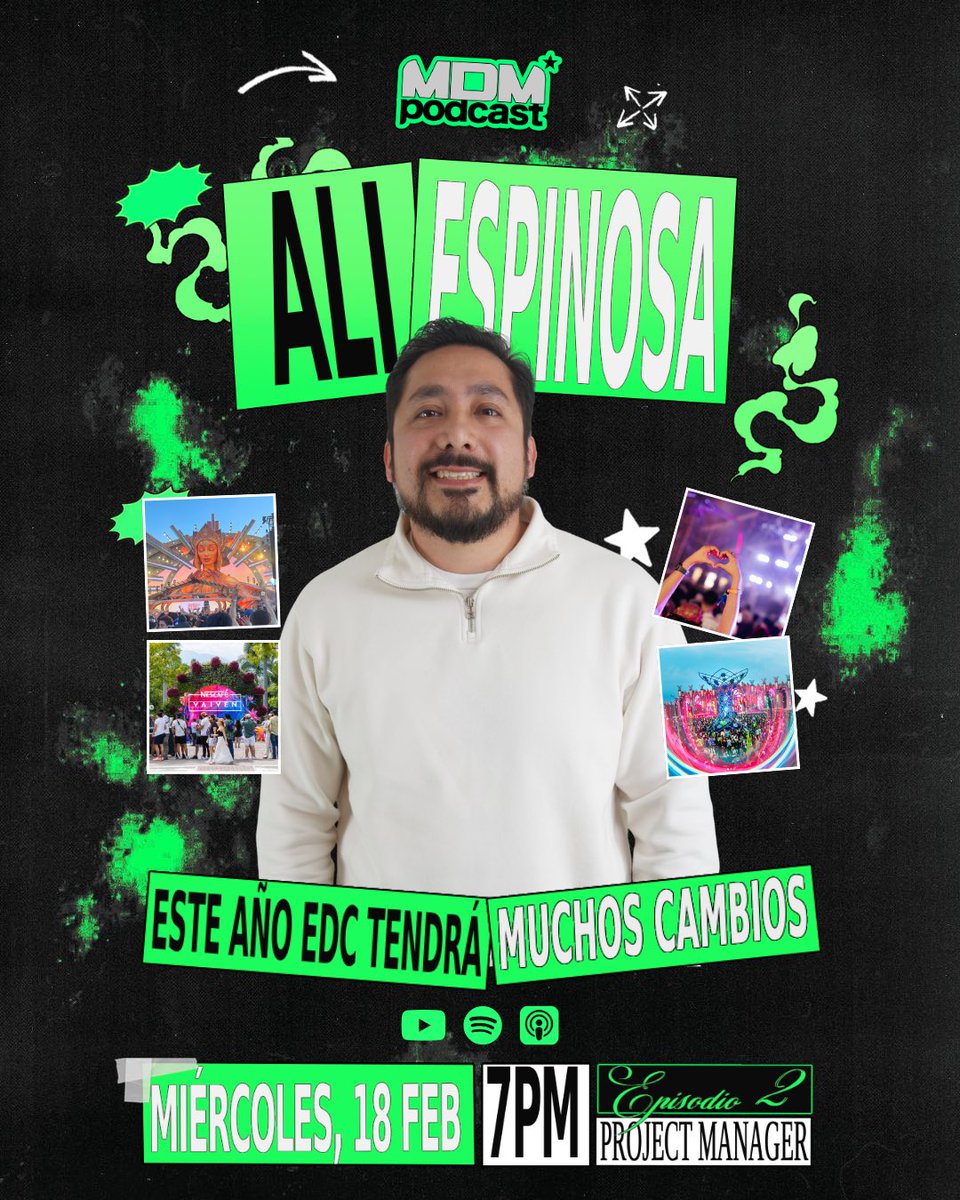 mdm_musica's tweet photo. ¡La semana de @EDC_MEXICO ya se empieza a sentir 🦉🎆!

Ali Espinosa es el encargado de contarnos todos los pormenores de la próxima edición de uno de nuestros festivales fav 🔥

🔔Disponible el próximo miércoles 18 de febrero a las 7:00 p.m. a través del canal oficial de MDM Música en YouTube, Spotify y Apple Podcast