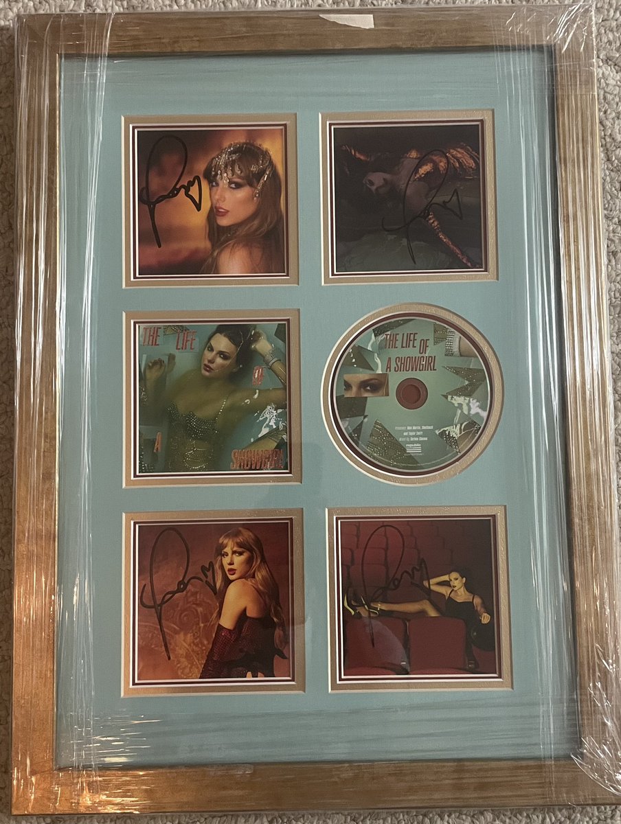 Any #Swifties out there? How’d I do?
Gathered up all four signed inserts (took me a bit to track them all down) and took them to Framemakers here in Green Bay. They came up with a design and put it all together. And I gave it to my daughter for her 18th birthday.