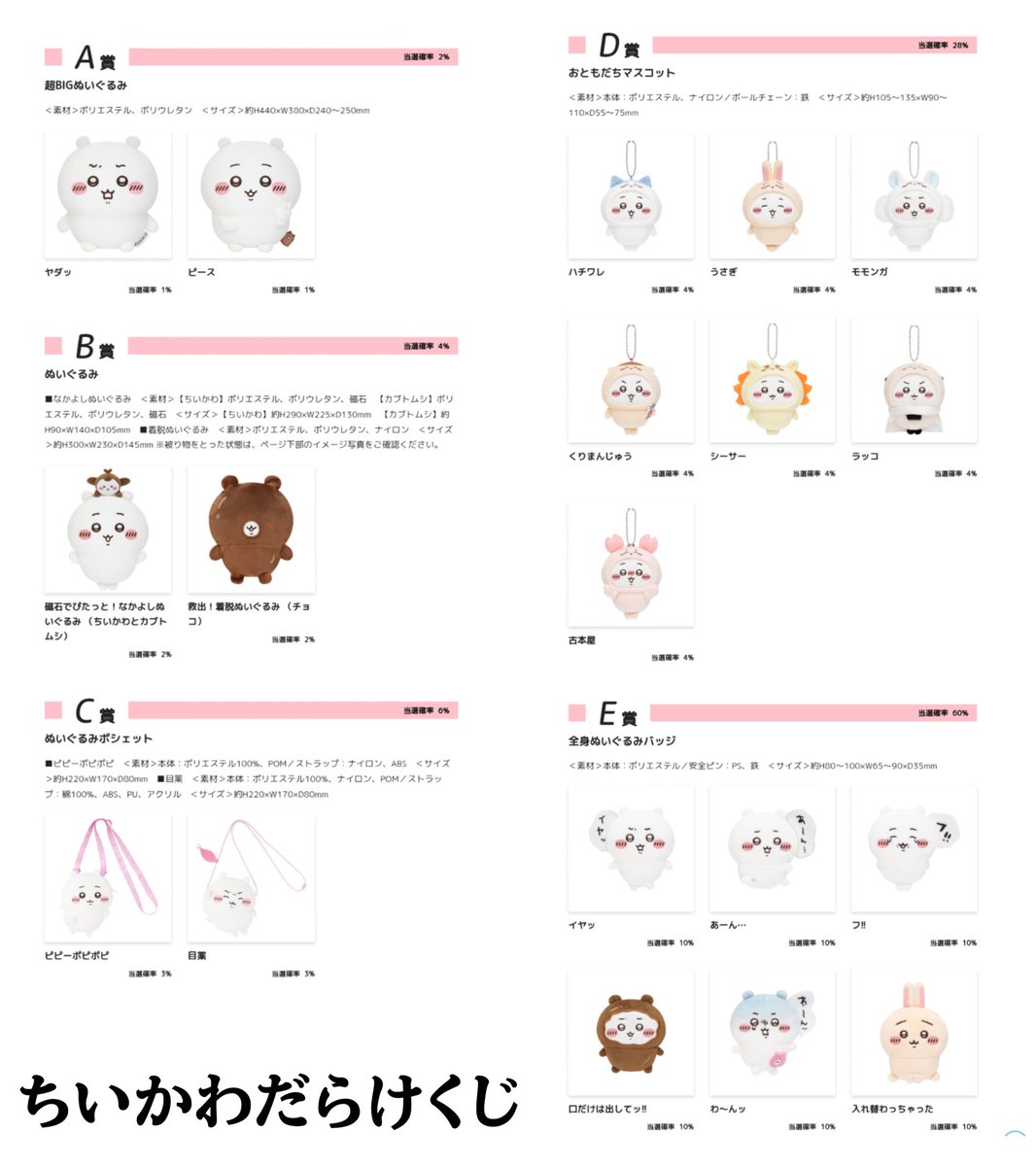 chiichiiusa's tweet photo. 【ちいかわだらけくじ】
【ハチワレだらけくじ】
ダブル発売‼️

あなたの狙いはなんですか？

販売期間：2/24(火)11:00～3/2(月)23:59
お届け予定：2026年7月下旬頃より順次
1回1,100円(税込)

 #ちいかわ  #ちいかわだらけくじ
 #ハチワレだらけくじ https://t.co/x3twr3X8Xb