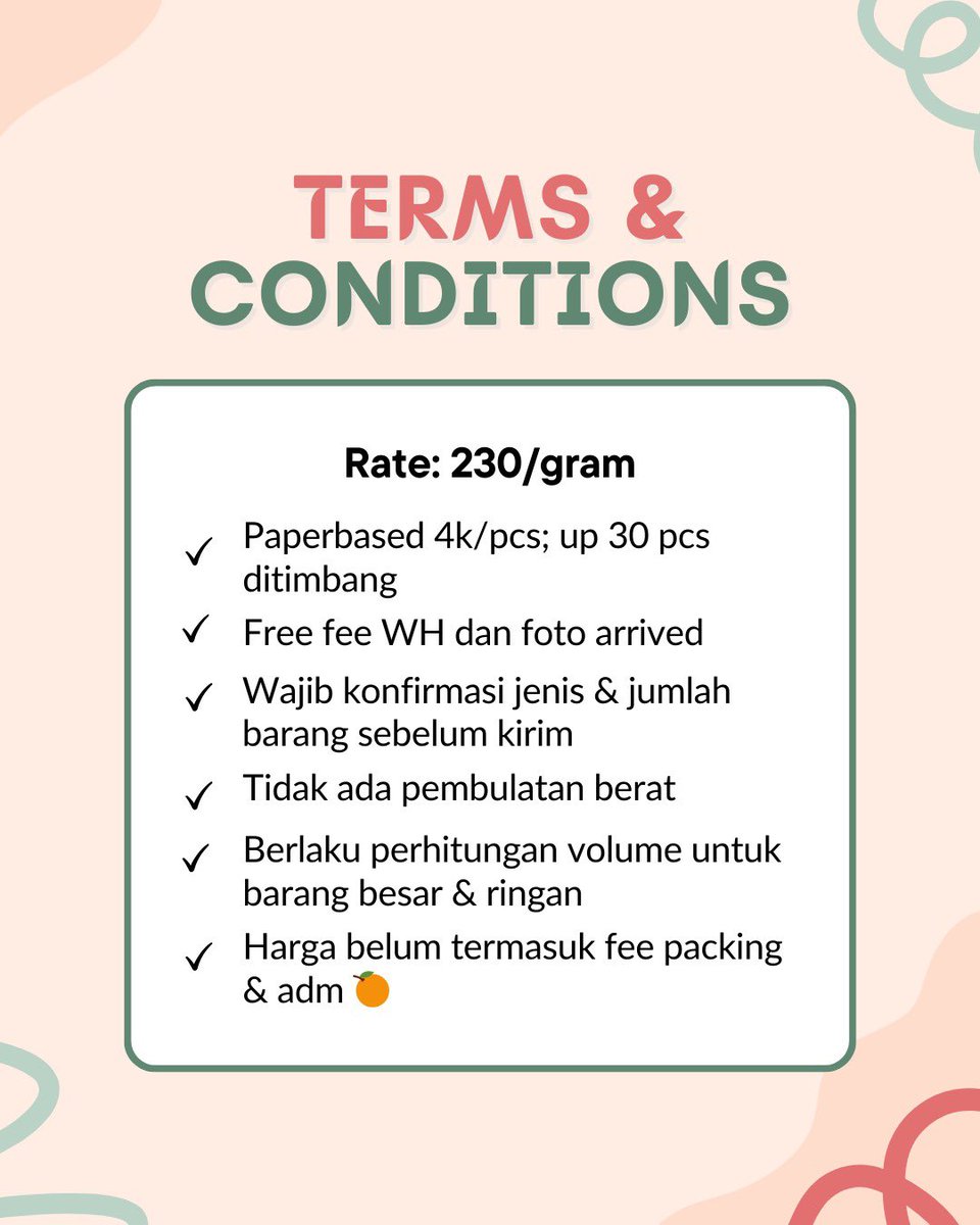 OPEN HANDCARRY HC JASTIP BAGASI CHINA [MARET]

📍Shandong - Bandung
💰230/gram; paperbased 4k/pcs

✅ fee fee wh &amp; foto arrived
✅ bisa bantu co taobao, 1688, xianyu, pdd, etc.

📩 LINE: line.me/ti/p/rTRo2eH4TN
💬 WA: bit.ly/wa-gbi