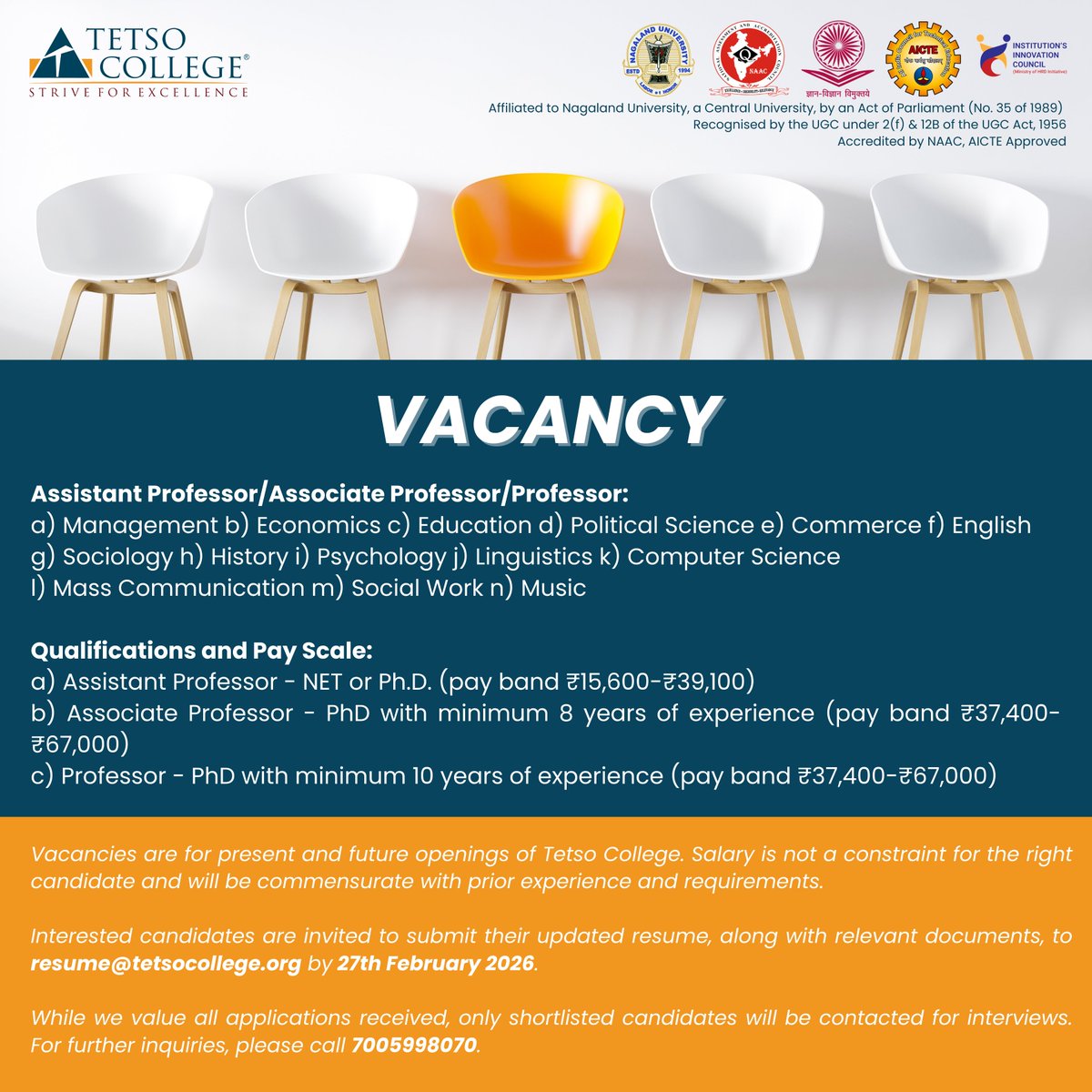 We're hiring!

Interested candidates may send their CV to resume@tetsocollege.org or contact +91 70059 98070 for more details.

#vacancy #hiring #tetsojobs #tetsocollege