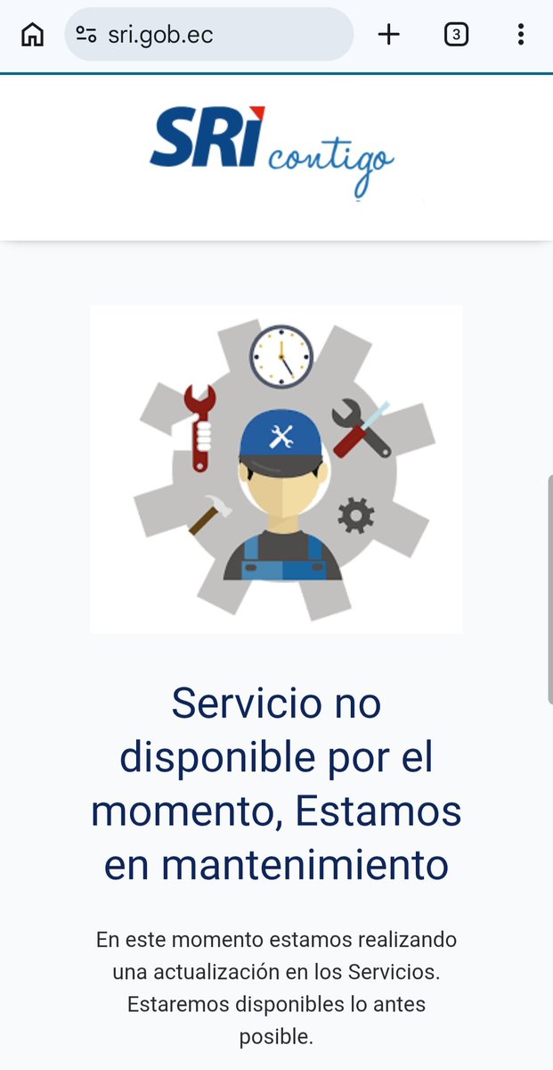 margag45's tweet photo. @SRIoficialEc y así es como no nos dejan trabajar a los contadores, esperamos la ampliación de plazos y cero multas desde el día 10.. intermitencia y fallas en la página todo el tiempo!! @DEFENSORIAEC @DanielNoboaOk @NielsOlsen @AsambleaEcuador hasta cuándo? https://t.co/TfVpddn42e