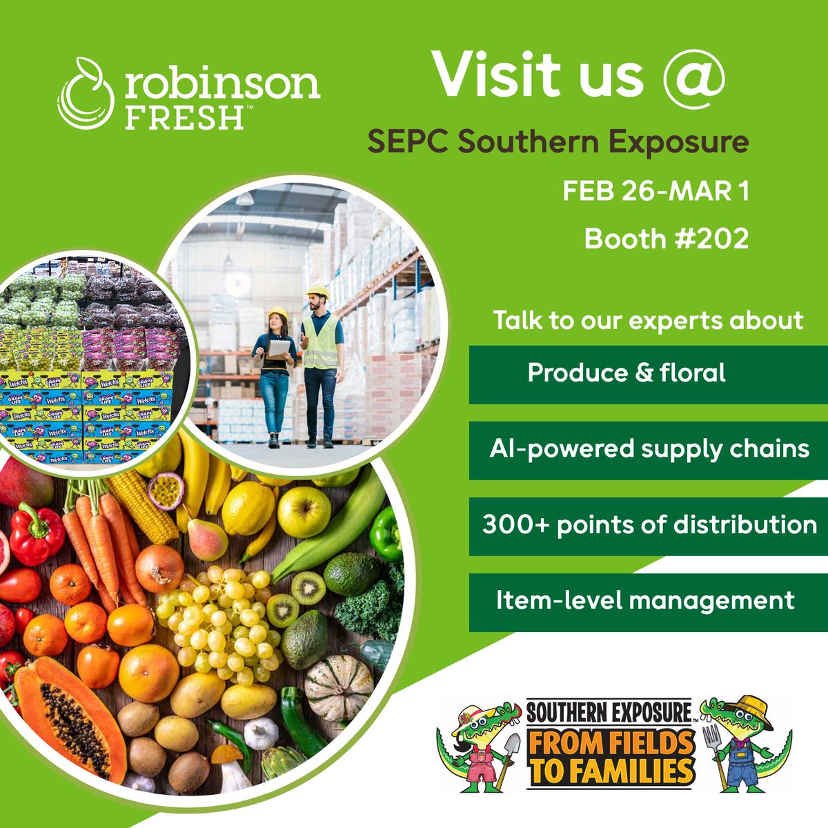 See you at SEPC’s Southern Exposure! Visit us at booth 202 to connect with our product, supply chain, and technology experts and explore solutions that move your fresh produce business forward.