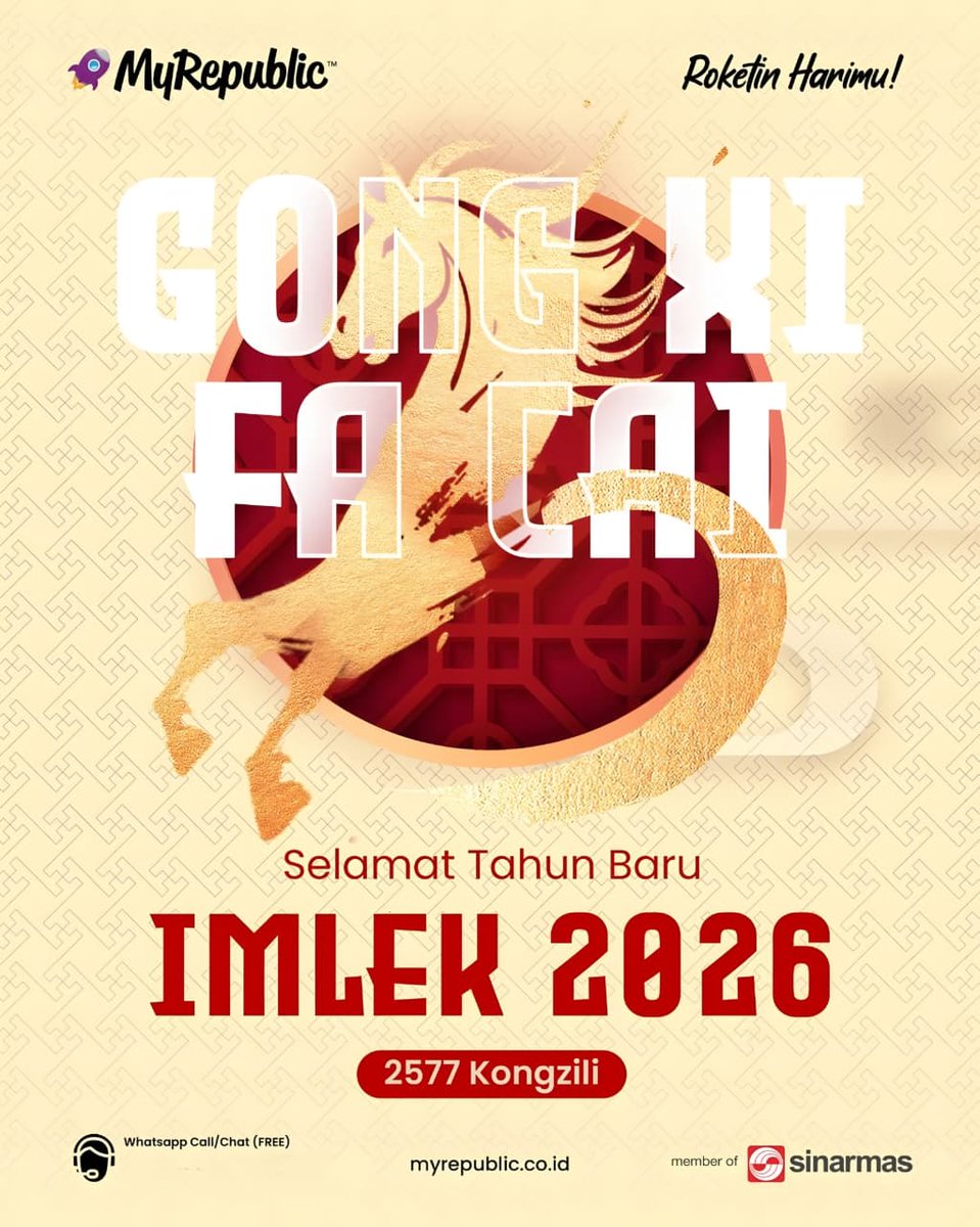 Selamat Imlek 2026 untuk yang merayakan!! 

Bikin promo kali ya? Gimana kalo cashback 50k per-pemasangan Myrepublic gaess

Cek coverage dan tanya-tanya boleh DM aja ya
#wifi #zonauang
