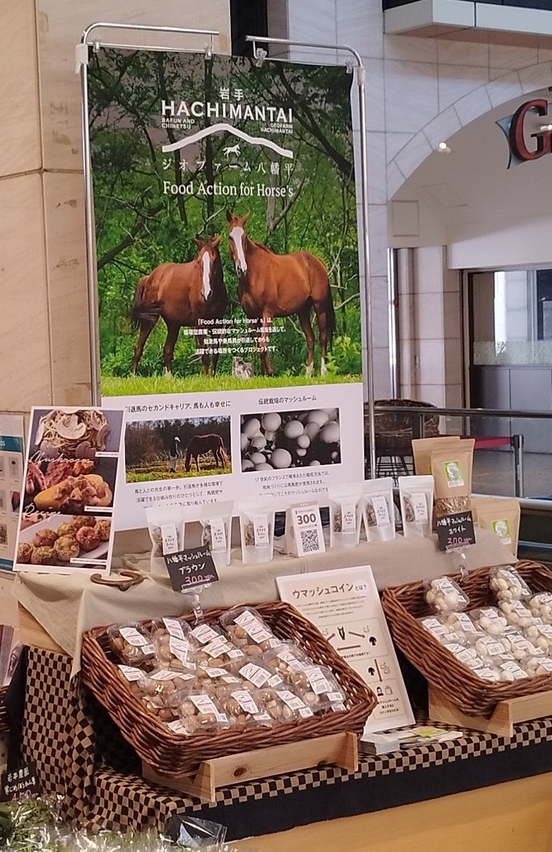 【出店のお知らせ】

2/21〜2/23 JRA馬事公苑「ホースメッセ2026」に出店します！
農場直送
八幡平マッシュルーム
▶毎日限定100パック
・マッシュルームおこげ煎餅
・マッシュルーム入りドッグフード
も販売しマッシュ！
#ホースメッセ2026
#ジオファーム八幡平
#八幡平マッシュルーム
#馬と農業
