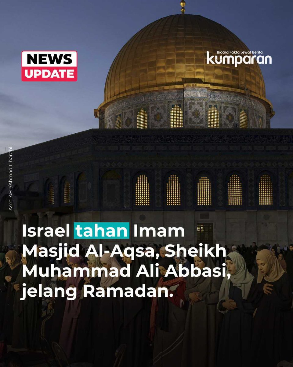 Israel melarang imam Masjid Al-Aqsa di Yerusalem Timur untuk memasuki kompleks masjid selama satu minggu, beberapa hari sebelum dimulainya Bulan Suci Ramadan.

Dikutip dari Anadolu Agency, Pemerintah Provinsi Yerusalem dalam pernyataannya menyatakan bahwa imam Masjid Al-Aqsa,