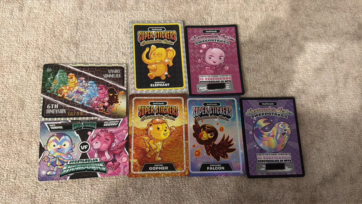 diddlypoo88's tweet photo. So many hits from one box. Veefriends Super Stickers Spectacular Series 2026. https://t.co/XkVwMvU6Mg
