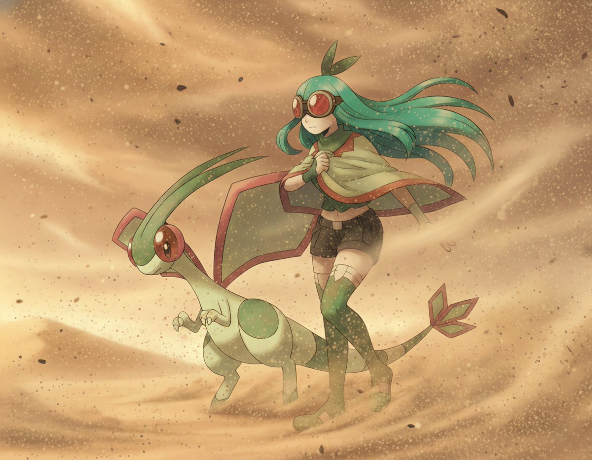 MorphInkWorks's tweet image. Vesper and Flygon: The only ones who can find their way through the heart of the storm. 🌪️🐉

#Pokemon #Flygon #Vesper #CharacterDesign #DesertVibes #AnimeArt #AIArt