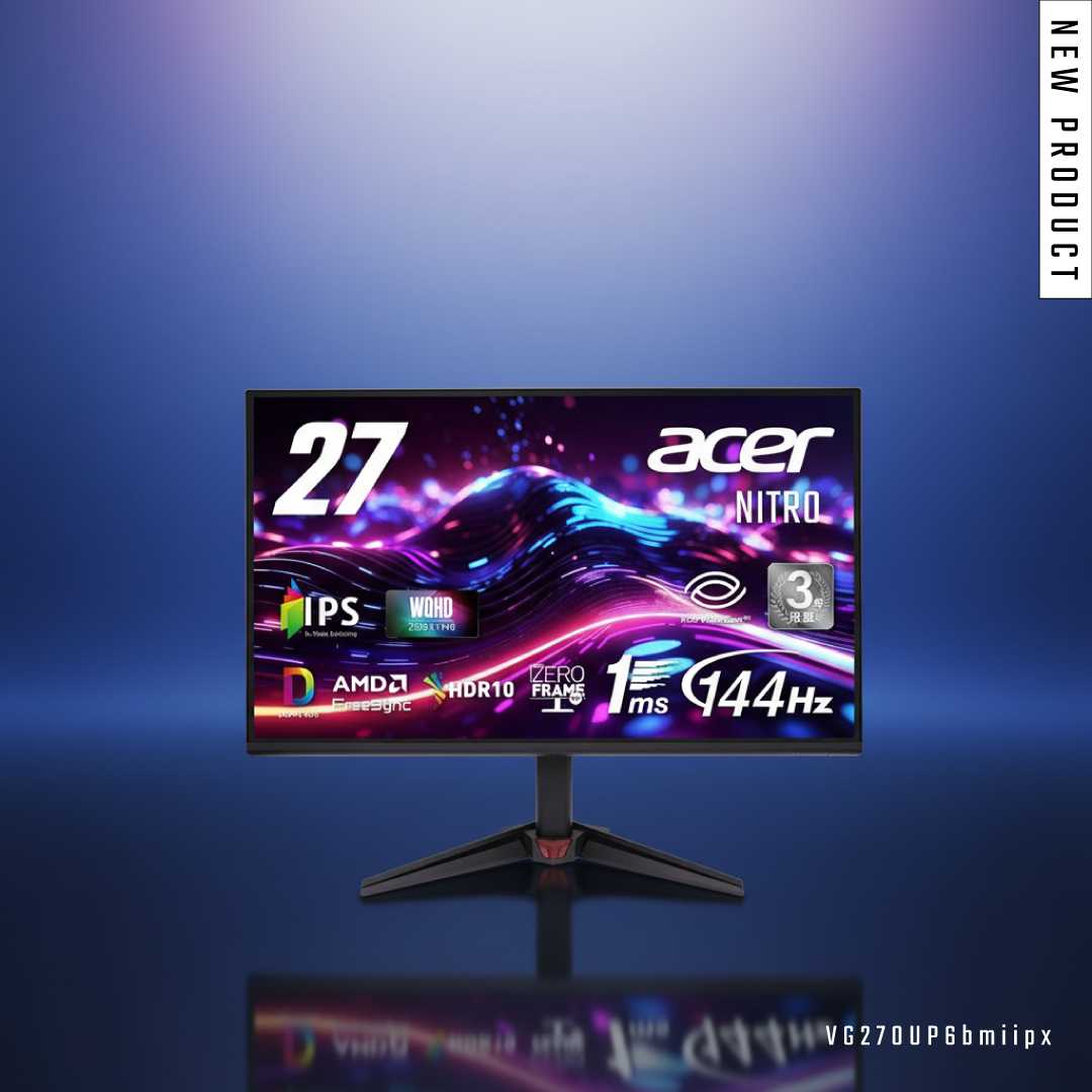 PredatorJPN's tweet image. 新製品のお知らせ

本日27インチ WQHD 144Hz IPSパネルを搭載したゲーミングモニター Nitro VG270UP6bmiipx を発表・発売いたしました。2Go #Nitro 

お買い求めは、Acer公式オンラインストア、Amazonからお願いします！詳細はスレッドに👇
