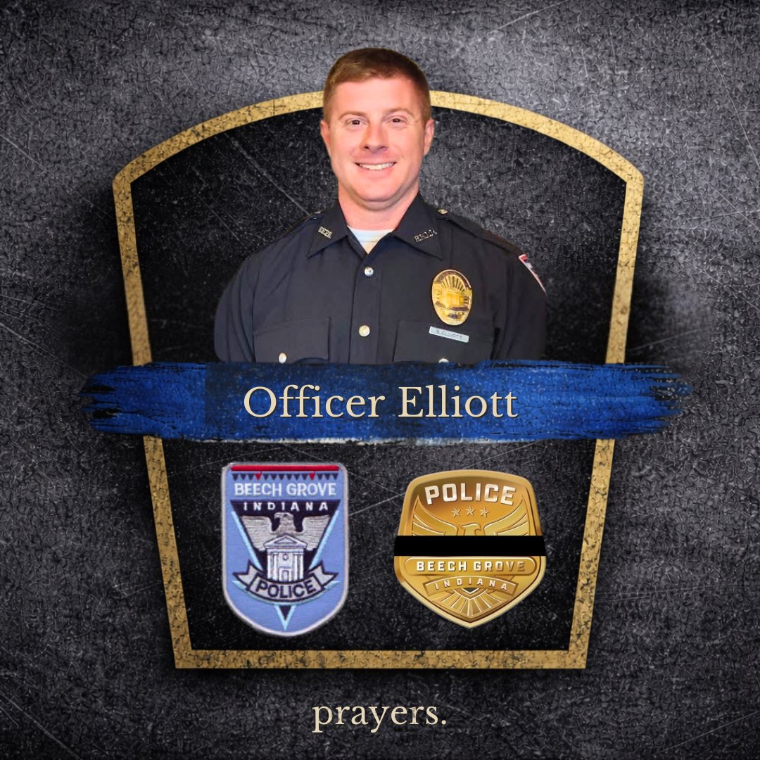 Prayers sent for our Officer Brian Elliott, <a href="/BeechGrovePD/">Beech Grove Police</a>, IN, formerly <a href="/MCSO_IN/">Marion County Sheriff's Office IN</a>, his wife, family, friends and Blue family. Disturbance call; shot at upon arrival to housing complex; second Officer injured-expected to survive. Blue Alert cancelled. See comments. 😥 💙💙💙 ~M