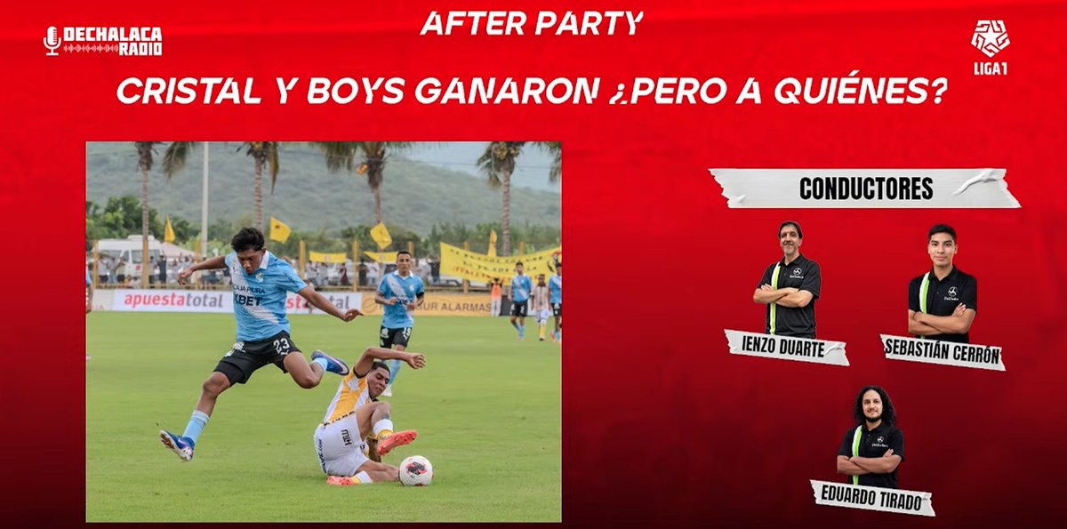 <a href="/EduardoTL/">Eduardo Tirado</a> <a href="/ienzoduarte/">Ienzo Duarte</a> <a href="/scerroncarassa/">Sebastián Cerrón</a> 🗣 <a href="/EduardoTL/">Eduardo Tirado</a>: "Es saludable para Cristal el reencuentro de Vizeu y de Iberico con el gol"

🗣 <a href="/scerroncarassa/">Sebastián Cerrón</a>: "El que más bien anda un poco fuera de foco y ubicación en la ofensiva de Cristal en los últimos partidos es Maxloren Castro"

📻 [EN VIVO] #AfterParty de la fecha 3