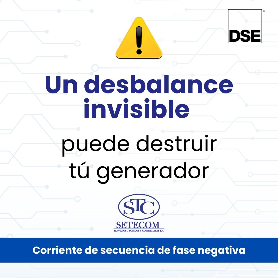 SETECOMSTC's tweet photo. La corriente de secuencia negativa es un riesgo poco visible, pero capaz de causar daños graves.
🧵Hilo de como DSE puede ayudarte
📞 2566-0303
📲 +506 6196-1355
🌐 https://t.co/tYCvriGOgF
#Setecom
#DeepSeaElectronics
#ProtecciónEléctrica
#GeneradoresElectricos https://t.co/YK3m8WBaxj