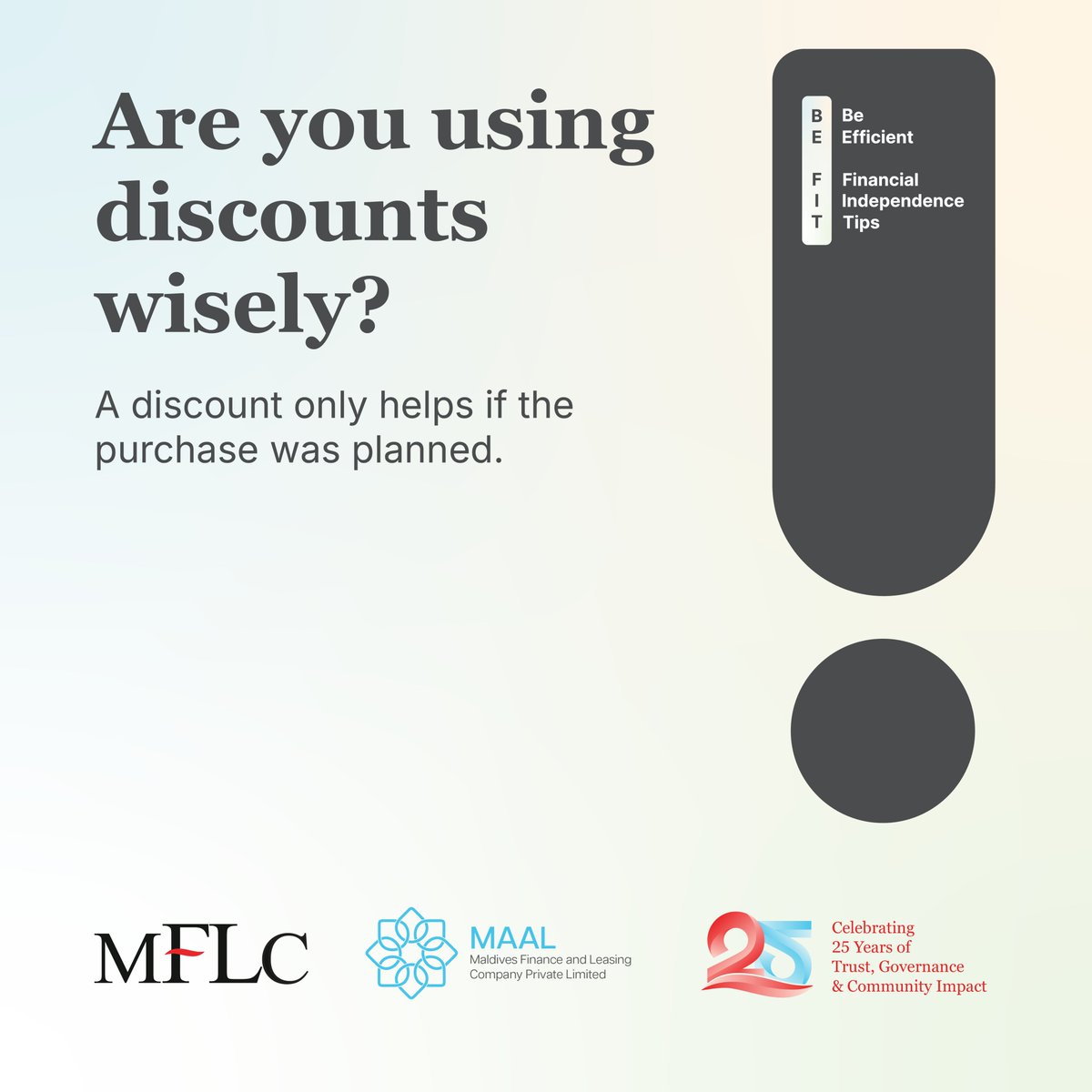 A discount only helps if the purchase was planned. #MFLC #CreatingOpportunities #FinLitTip