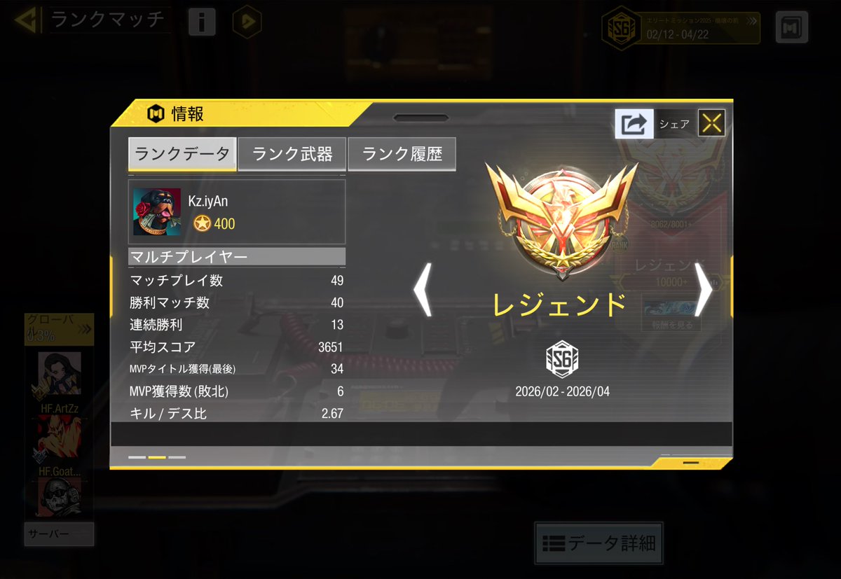 プロ1から始めてもレジェまで50戦もかからなかった