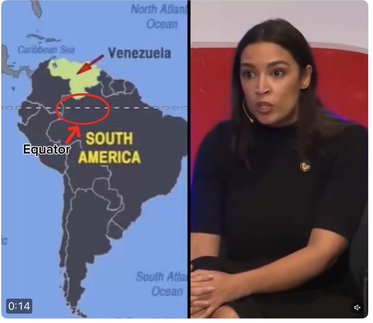 AOC tells all of Europe that Venezuela is south of the equator 

No part of Venezuela is south of the equator