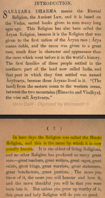 labstamil's tweet photo. In the same "Eradicate Sanatana" conference where Udhay made those remarks, DK head Veeramani clearly clarified what is meant by Sanatana Dharma, by quoting from the book "Sanatana Dharma an Elementary Textbook" published in 1916. 

The very second page of the book mentions that Sanatana Dharma is called by the name of "Hindu Religion" today, which Shri K Veeramani also mentioned.  Source: Viduthalai, Sep 3 2023, page 4

So, all these efforts at damage control with distorted meanings won't work in today's age. You can't fool all the people all the time.