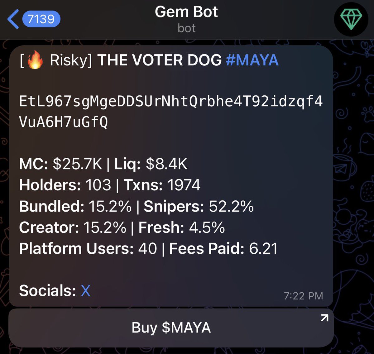 100xgemfinder's tweet photo. $MAYA The Voter Dog

25.7K → 4.9M

190x in 4 hours

$500 would be worth $95K