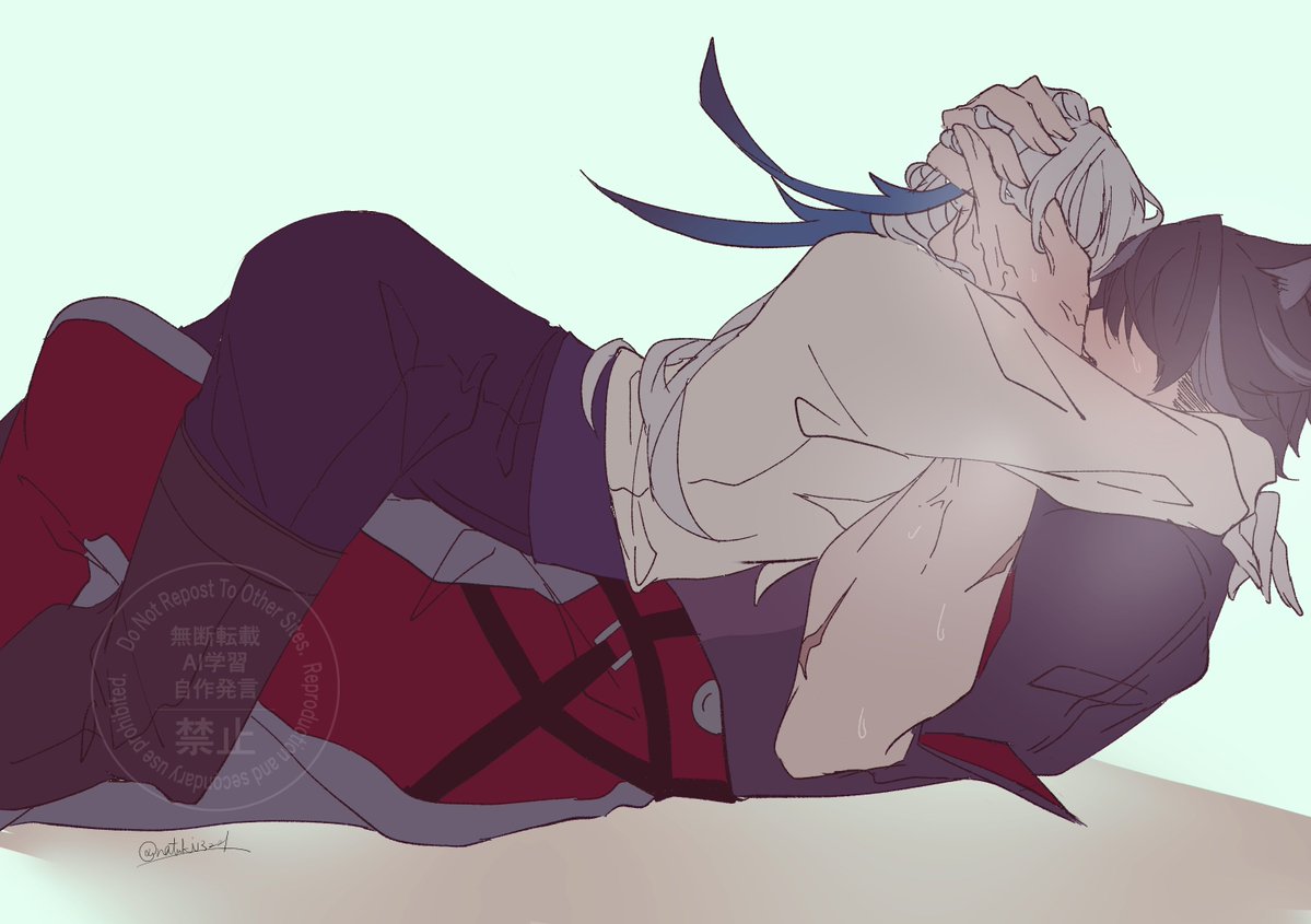 大きい手で顔が全部隠れてしまうくらいなのが好きなんだよなぁと思いながら描いたリオヌヴィ