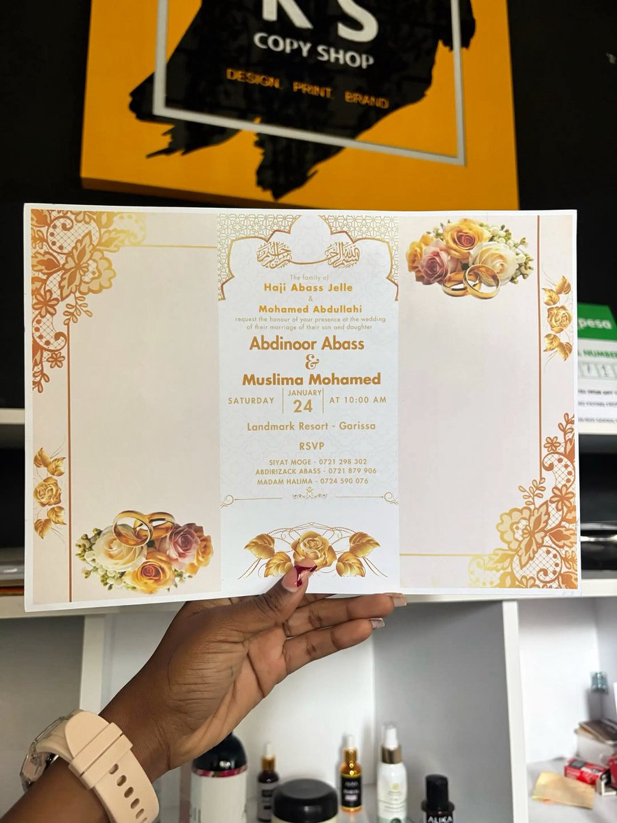 KsCopyShop1's tweet photo. 💌 Your dream wedding starts with the perfect invite!
Elegant, personalized, and beautifully printed make every guest feel special from the first glance. ✨
#KipusaPrints #WeddingInvites #PrintWithStyle #DreamWedding #ElegantDetails https://t.co/R1jg6tOITl