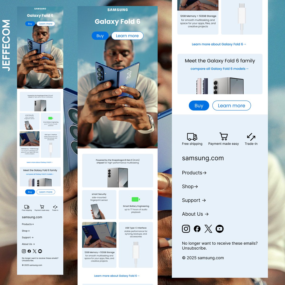 EcomJef's tweet photo. Email design for Samsung Galaxy Fold 6 https://t.co/VpCNBDD2wr