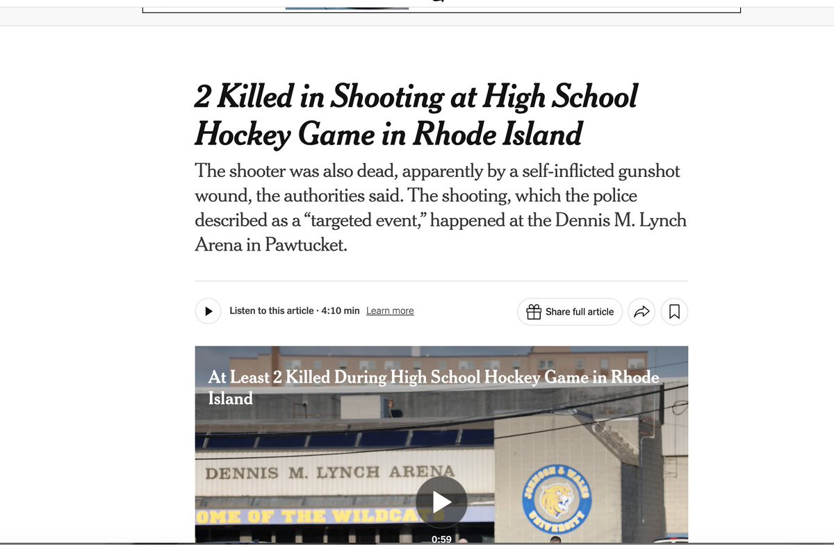 AnnCoulter's tweet photo. Long after the shooter was identified as a transgender who shot his wife and kids at a hockey game in R.I, the @nytimes has STILL not told it's readers anything more than that it was a "targeted event." https://t.co/p8B8k2Rcu6