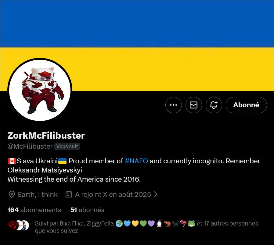 Fellas, can we boost <a href="/McFilibuster/">ZorkMcFilibuster</a>? 

Thank you 🫡💙💛

#WeAreNAFO
#NAFOExpansionIsNonNegotiable