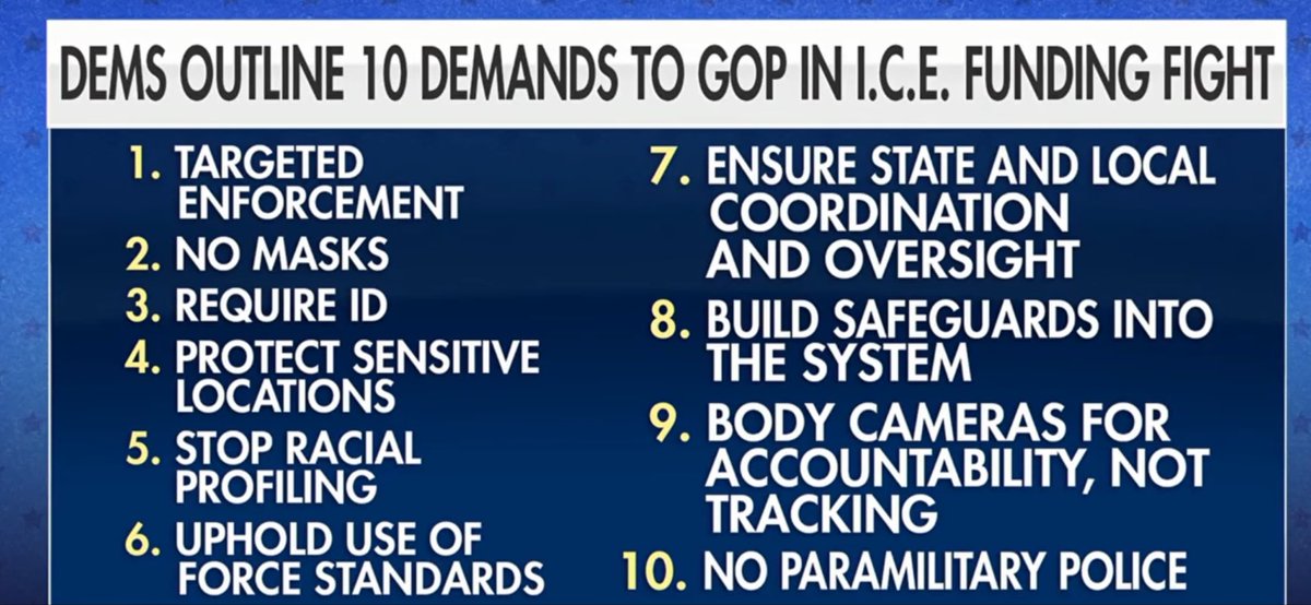 Dems shutdown the TSA, and FEMA over these demands. They say that the people working for the two agencies can do UBER, and DoorDash.