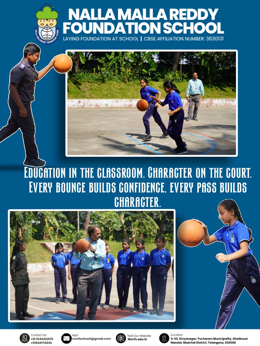 NMRFS_Official's tweet photo. ππ Where learning goes beyond books!
At Nalla Malla Reddy Foundation School, every dribble teaches determination, every pass builds teamwork, and every game shapes character. πͺβ¨
Because true education happens both in the classroom and on the court! ππ₯
#NMRFS https://t.co/f1ftzPeAug
