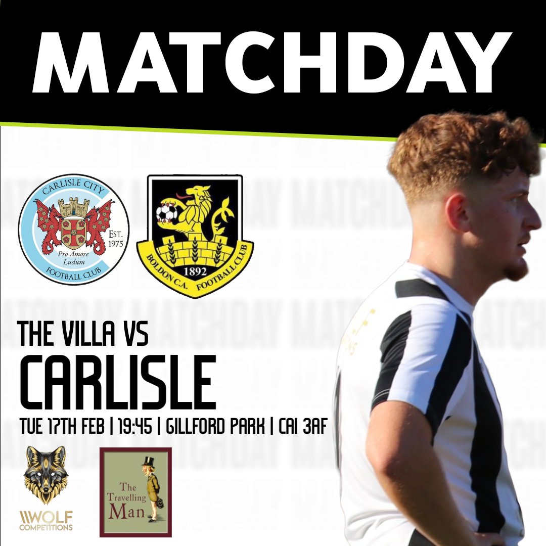 A midweek trek awaits 🙌

🆚 <a href="/CarlisleCityFC/">Carlisle City FC Official</a> 
🏟️ Gillford Park 
📍 Carlisle | CA1 3AF
🕢 19:45
🏆 Brooks Mileson Cup R1 
👤 Robbie Gateshill - Fraction ERP
🤝 Wolf Competitions | The Travelling Man

#CARvBOL | #BoldonCA