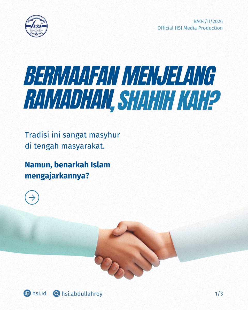 hsiabdullahroy's tweet photo. Bermaaf-maafan menjelang Ramadhan sering dianggap tradisi yang baik. Tapi tahukah kita, tidak semua yang dianggap baik itu sesuai tuntunan Islam. https://t.co/4yOyc3FRlN