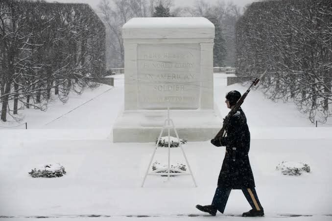 The tomb of the unknown soldier has been guarded every minute since midnight July 2, 1937.
