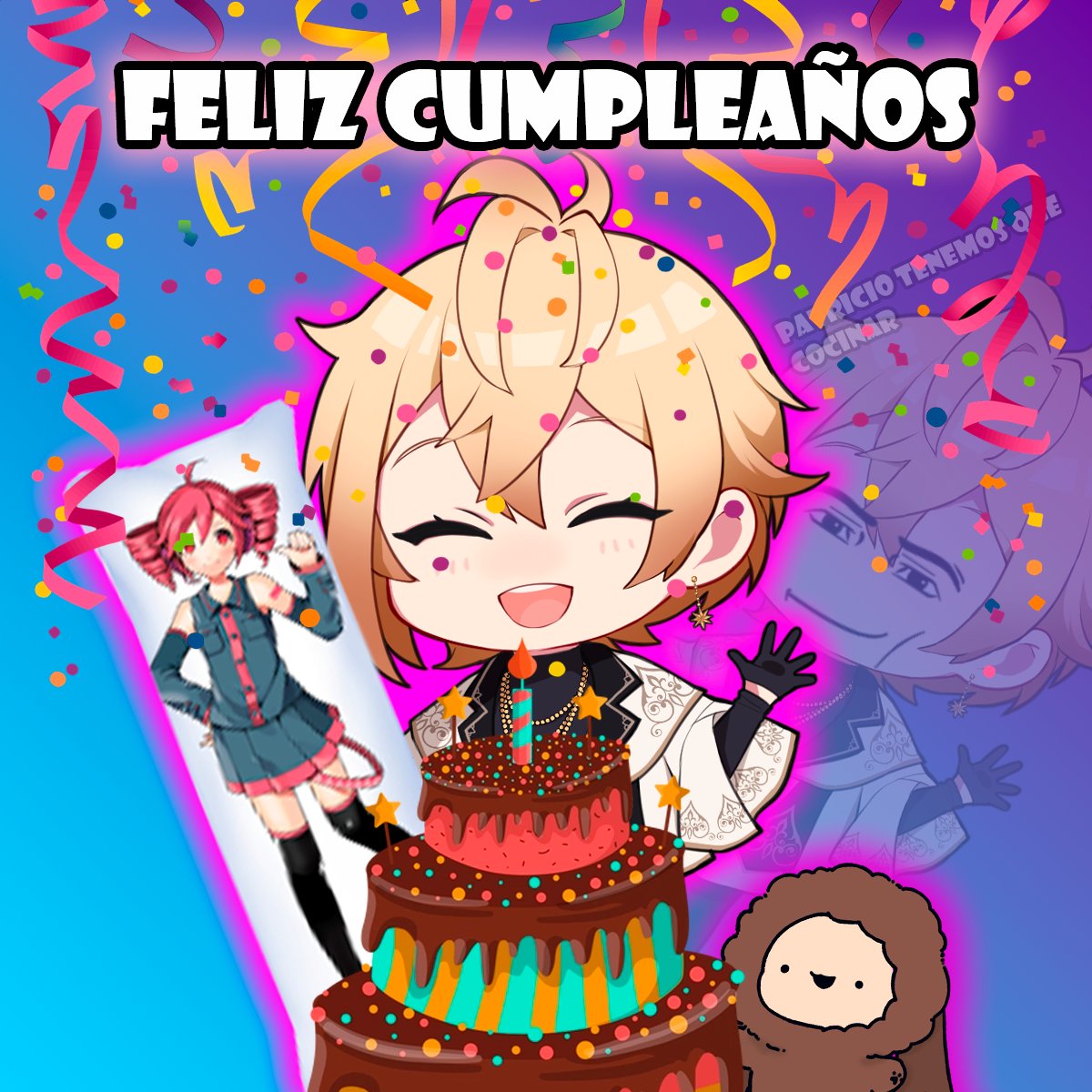 ¡Feliz cumpleaños a nuestro farmacéutico favorito! 

Le deseamos un feliz cumpleaños a <a href="/KyoYuro/">Kyo</a>, Patricio ya tiene listo tu casa rodante lista para chambear 

¡Cuidado con la almohada! Solo la imagen ya pesa 1TB...