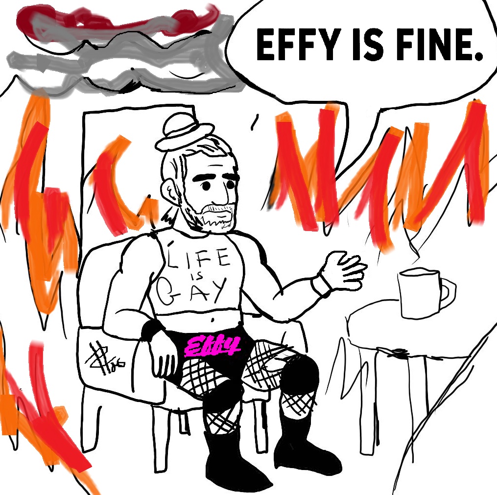reidhcooper's tweet photo. I made an @EFFYlives thing that has been on my brain for basically the last month since I realized it but after #GCWHoly I felt pushed to finalize my mental vision into what some could call art, others could call conceptual.
All I know is #EFFYisFINE. https://t.co/7bw8SIv45l