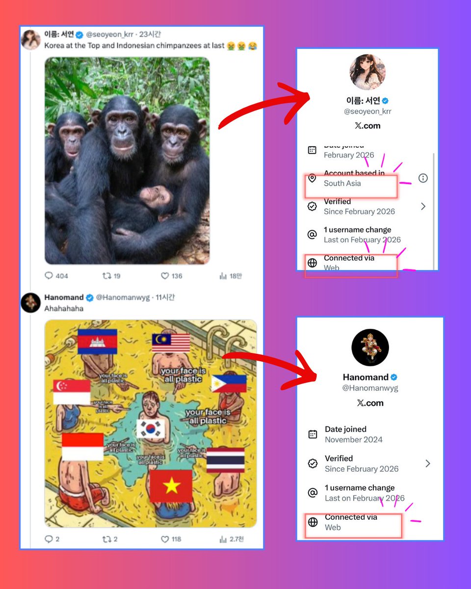 ViiV_333's tweet image. Do not forget what unrestricted warfare looks like.

It begins by creating fractures within a society.
It drives wedges between nations.
Ask yourself this: who ultimately benefits from that division?

In the middle of an online feud between Indonesian and Korean netizens, someone…
