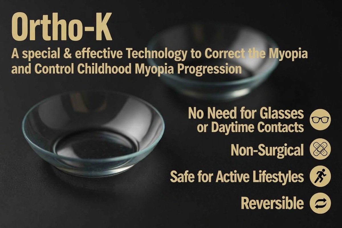 GoldenEyesVC's tweet photo. A perfect choice for the young myopes age 12-20 years... 
Offering Double Benefits 
It controlls myopia progression and offers a day free of glasses

Ortho-K is non-surgical, overnight  treatment with specially designed contact lenses to reshape the cornea,  providing a glasses-free day

Ortho-K are safe for kids and adults 

Enjoy Sports without glasses or contacts