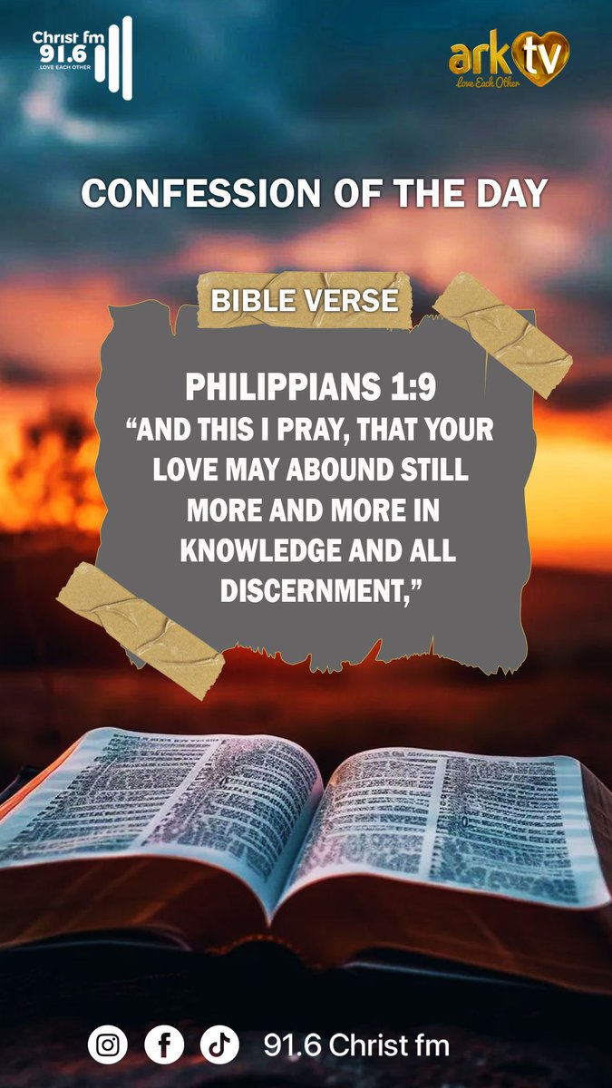 arktvworld's tweet photo. Philippians 1:9
Father, we declare that our love will abound more and more guided by Your truth, filled with knowledge, and led by spiritual discernment. We will love with purpose and wisdom. 🙏💙

#FaithDeclaration #Philippians19 #LoveInWisdom #WalkInDiscernment #arktvug https://t.co/VEIwkLrNtI