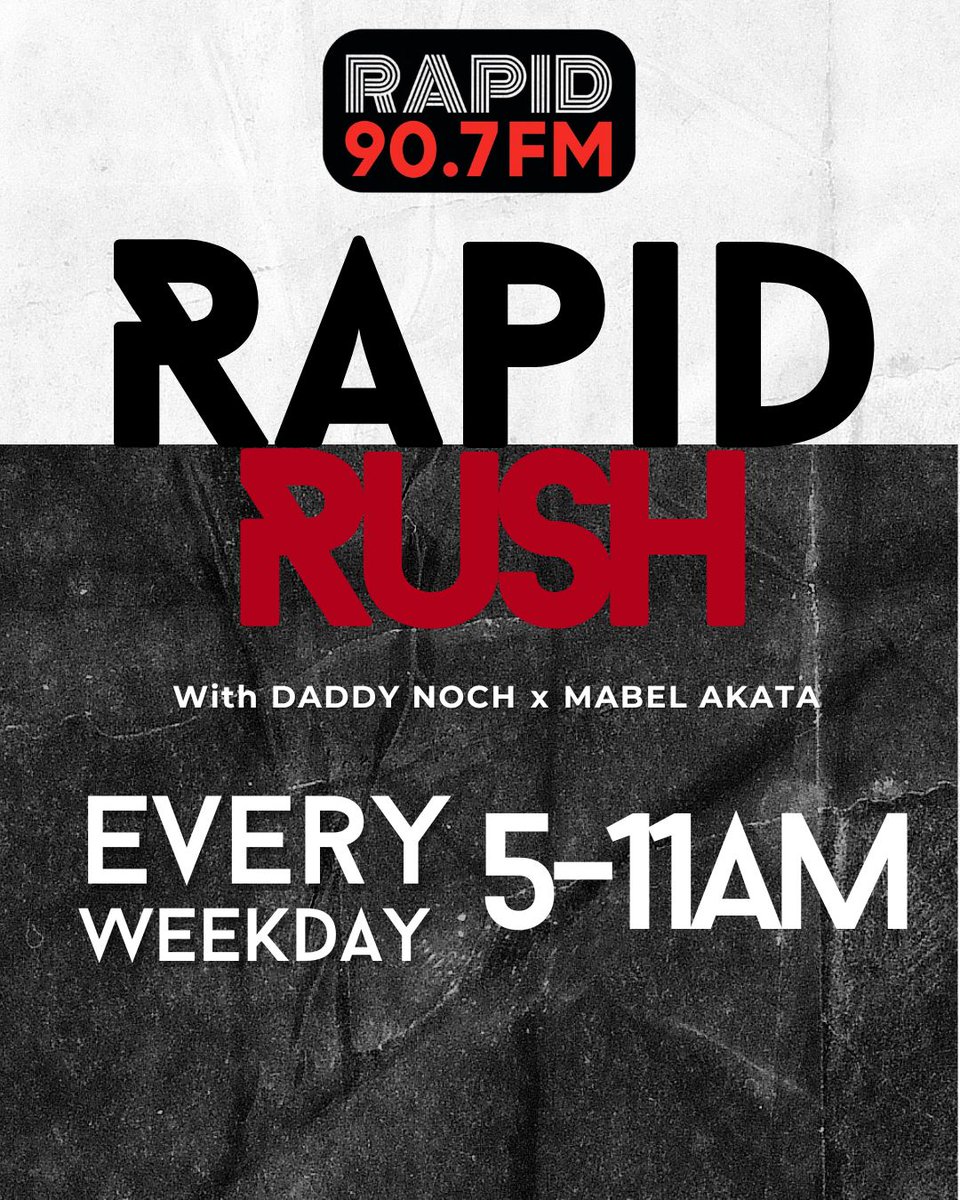 rapid907FM's tweet photo. Join @daddynoch x @mabelakata on #rapidRush right now till 11am!

#TheSoundofYourCity https://t.co/1ZHBFZeVe5