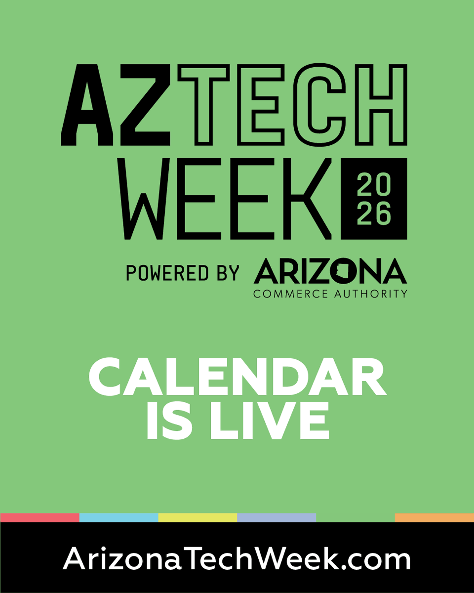 🚀 The Arizona Tech Week calendar is live. 100+ events statewide – with more being added weekly.

🔎 Explore what’s confirmed:
 azcommerce.com/az-tech-week/a…
#AZTechWeek #AZTW