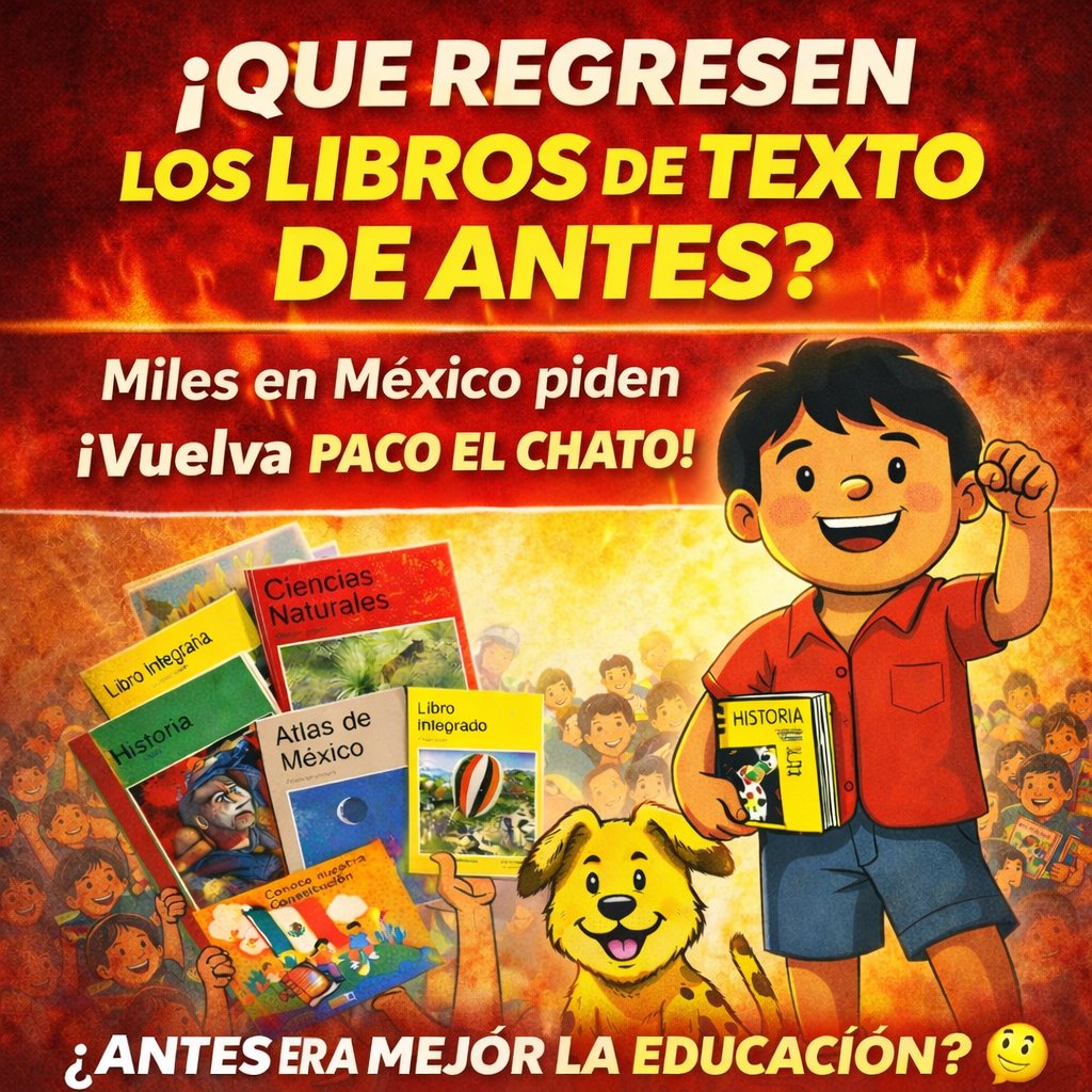 emanueletrix's tweet photo. ¿La educación en México era mejor antes o solo quedo en el puro recuerdo? 
En redes se está armando fuerte el debate por los libros de texto.
#México #PacoElChato #LibrosDeTexto #Educacion #DebateMexico #ViralMexico #NoticiasMexico #AntesYAhora #QueOpinas #SEP #MarxArriaga https://t.co/kA2Ter2xv8