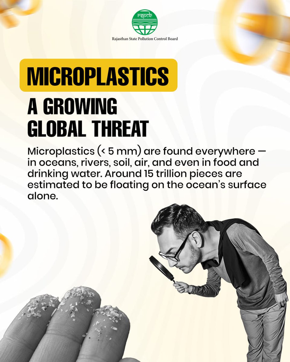 RSPCB_official's tweet image. Microplastics are no longer a distant problem, they are present in our water, food, air, and environment. 

What seems invisible today can have lasting impacts on ecosystems and human health.

#Microplastics #PlasticPollution #OceanHealth #WaterSafety #EnvironmentalAwareness